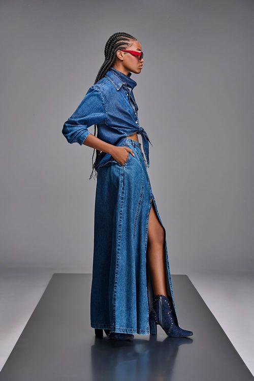 Saia Longa Jeans Feminina Patogê SA38590