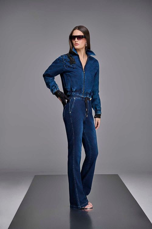 Jaqueta Moletom Jeans Feminina Patogê JQ38580
