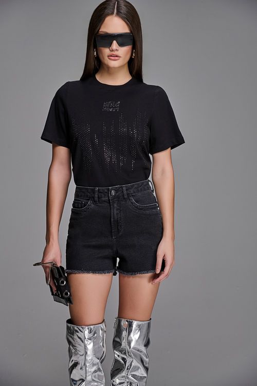 Short Jeans Feminino Patogê Cintura Alta (G4) Sh38646