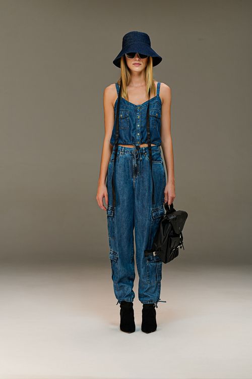 Calça Slouchy Jeans Feminina Patogê Cintura Média (G3) CL38533