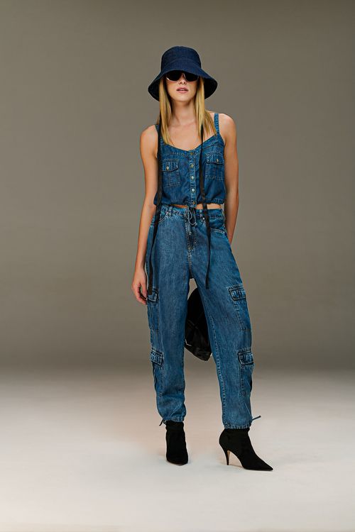 Calça Slouchy Jeans Feminina Patogê Cintura Média (G3) CL38533