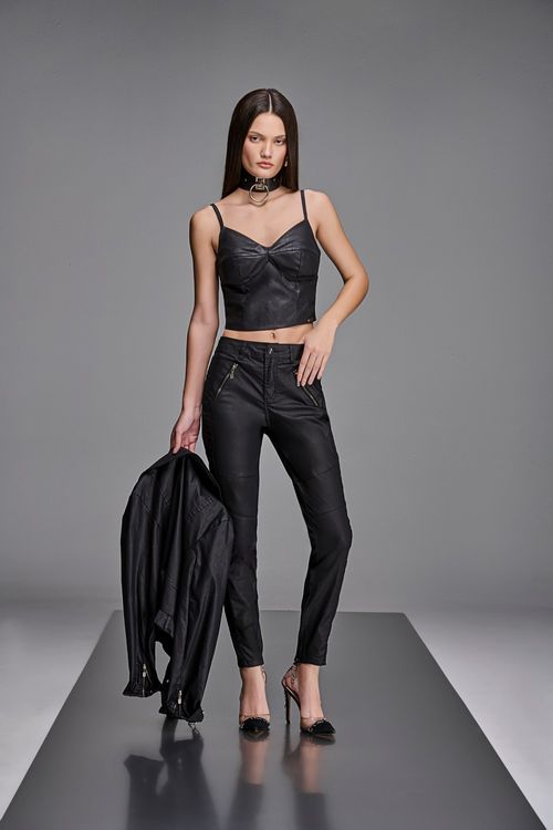 Calça Skinny Montaria Jeans Resinado Patogê Cintura Alta (G4) CL38628