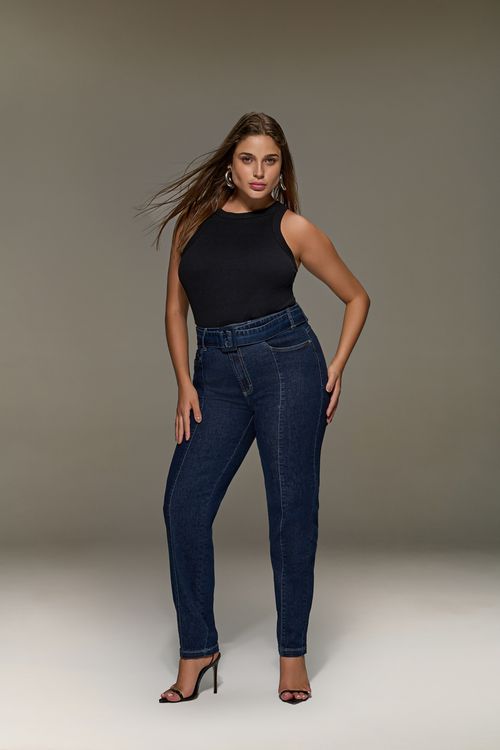 Calça Skinny Jeans Curvy Com Cinto Feminina Patogê Cintura Alta (G4) CL38658