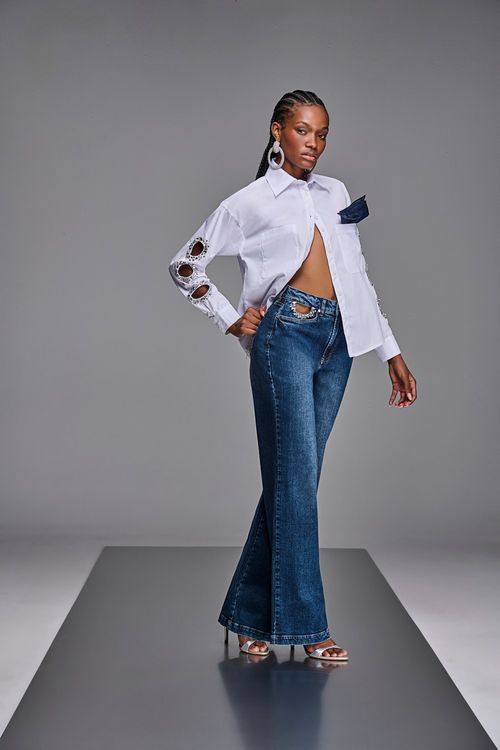 Calça Wide Leg Jeans Feminina Patogê CL38546