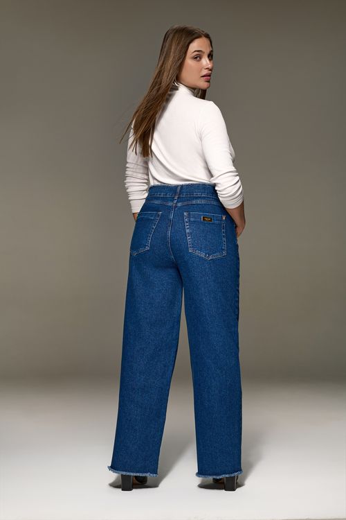 Calça Reta Jeans Feminina Curvy Patogê Cintura Alta (G4) CL39276