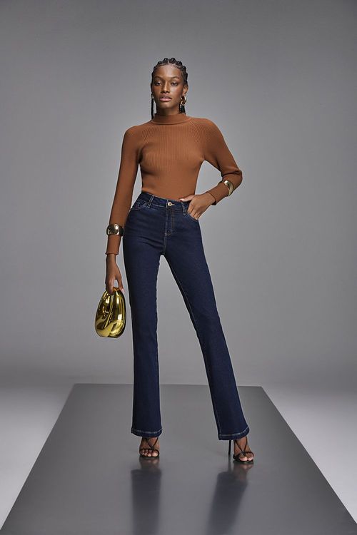 Calça Boot Cut Jeans Feminina Patogê Cintura Alta (G4) CL90007