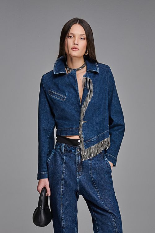 Blazer Cropped Jeans Feminino BZ38486
