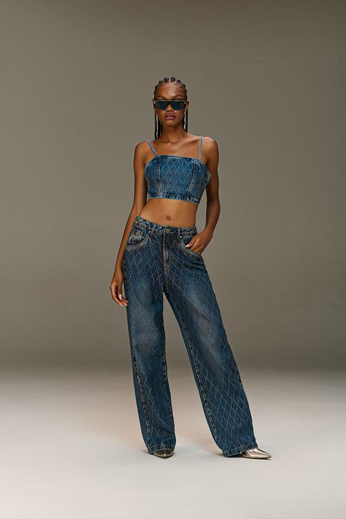 Calça Jeans Reta Over Feminina Patogê CL38794