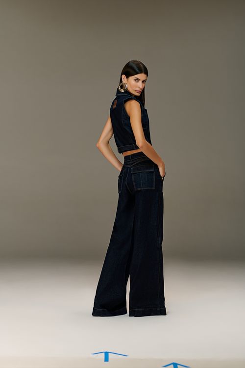 Calça Jeans Over Flare Feminina Patogê Cintura Alta (G4) CL38911