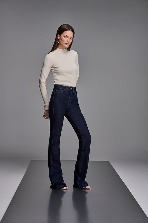 Calça Jeans Boot Cut Feminina Patogê Cintura Alta (G4) CL90001