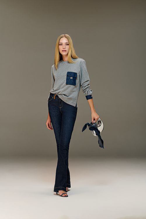 Calça Jeans Boot Cut Feminina Patogê Cintura Média (G3) CL38893