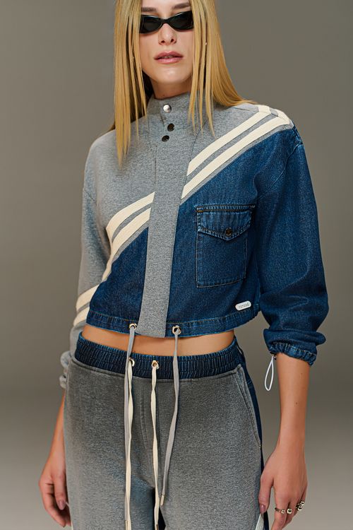 Jaqueta Moletom E Jeans Boyfriend Feminina Patogê JQ39044