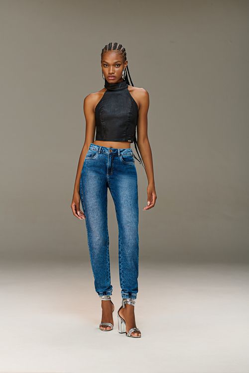 Top Jeans Resinado Feminino Patogê TP38903