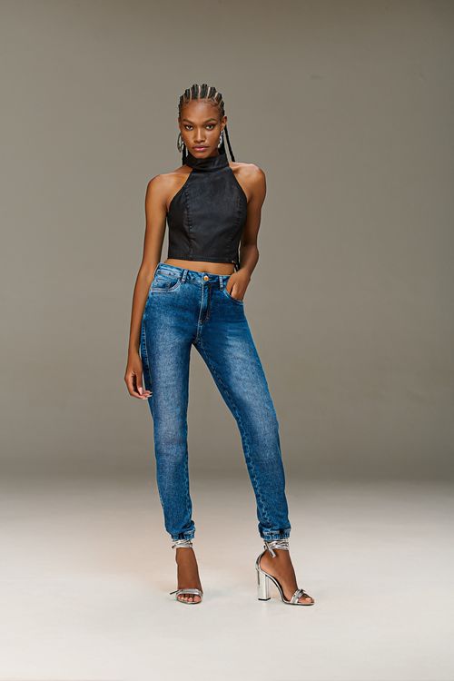 Top Jeans Resinado Feminino Patogê TP38903