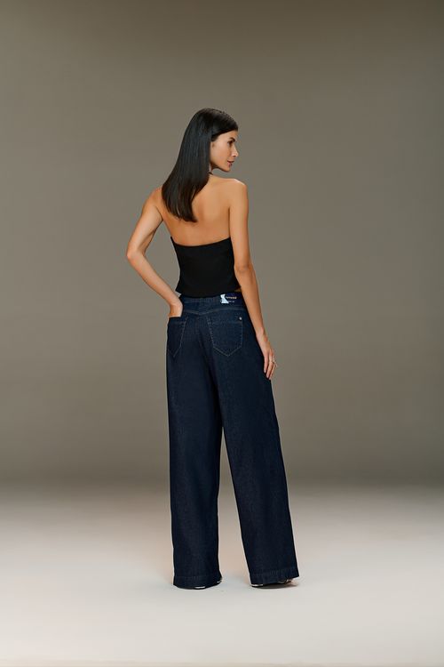 Calça Jeans Pantalona Feminina Patogê Cintura Alta (G4) CL39283