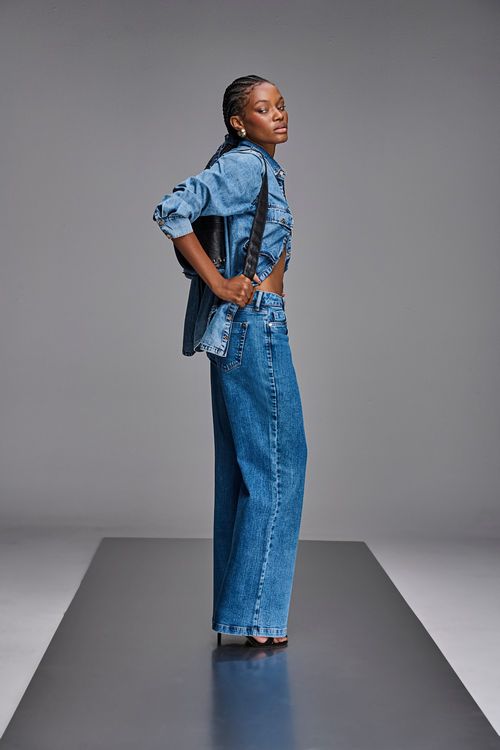 Calça Jeans Wide Leg Feminina Patogê Cintura Alta (G4) CL90010