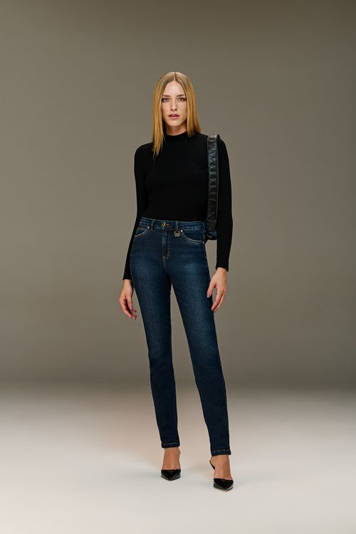 Calça Jeans Skinny Comfort Feminina Patogê Cintura Média (G3) CL38997