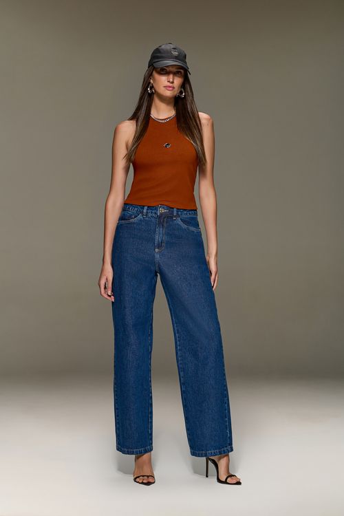 Calça Jeans Reta Over Feminina Patogê Cintura Alta (G4) CL90046