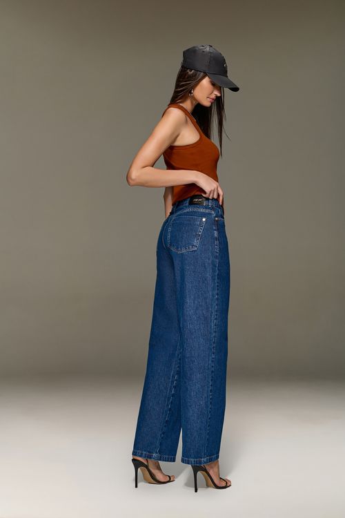 Calça Jeans Reta Over Feminina Patogê Cintura Alta (G4) CL90046