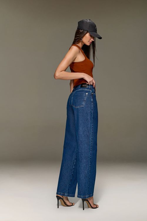 Calça Jeans Reta Over Feminina Patogê Cintura Alta (G4) CL90046