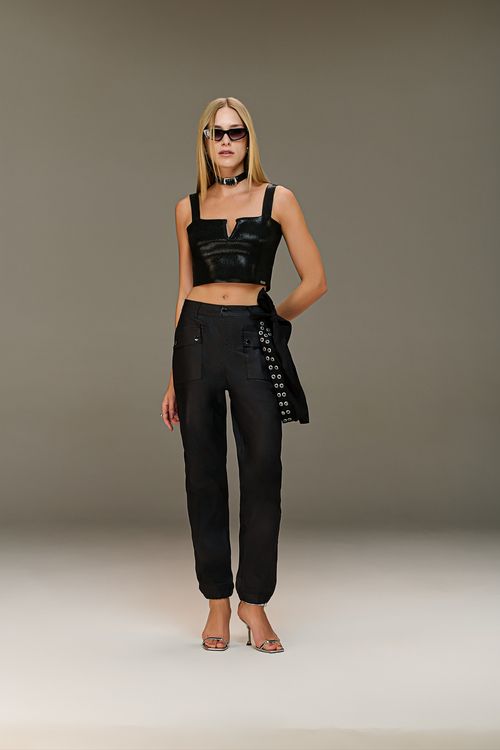 Calça Jeans Resinado Jogger Feminina Patogê CL38861