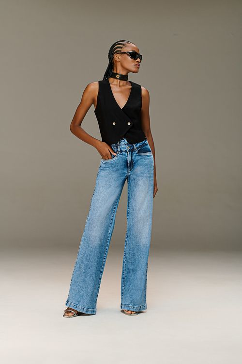 Calça Jeans Wide Leg Feminina Patogê CL38865