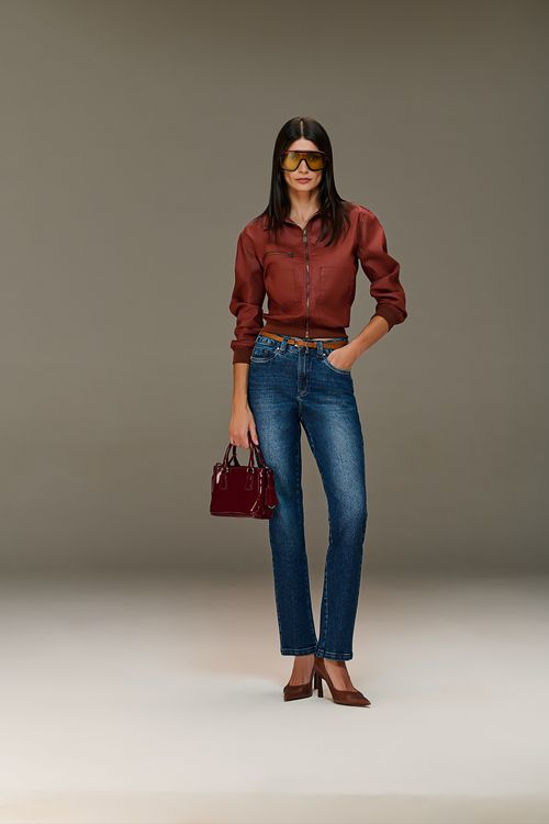 Calça Jeans Reta Feminina Com Cinto Patogê CL38970