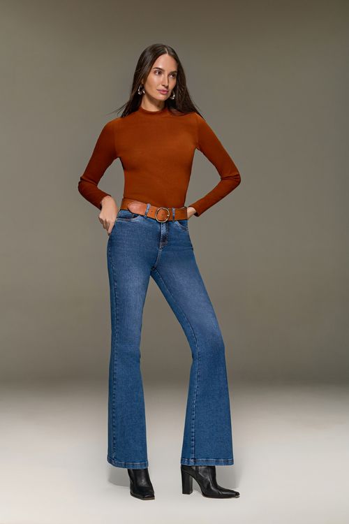 Calça Jeans Flare Feminina Patogê Cintura Alta (G4) CL90013