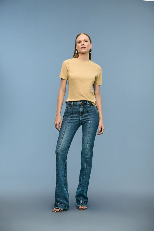 Calça Jeans Boot Cut Feminina Patogê Cintura Alta (G4) CL39103
