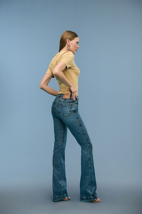 Calça Jeans Boot Cut Feminina Patogê Cintura Alta (G4) CL39103