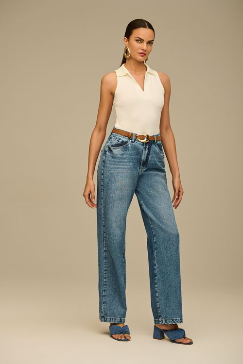 Calça Jeans Reta Over Feminina Patogê CL39098