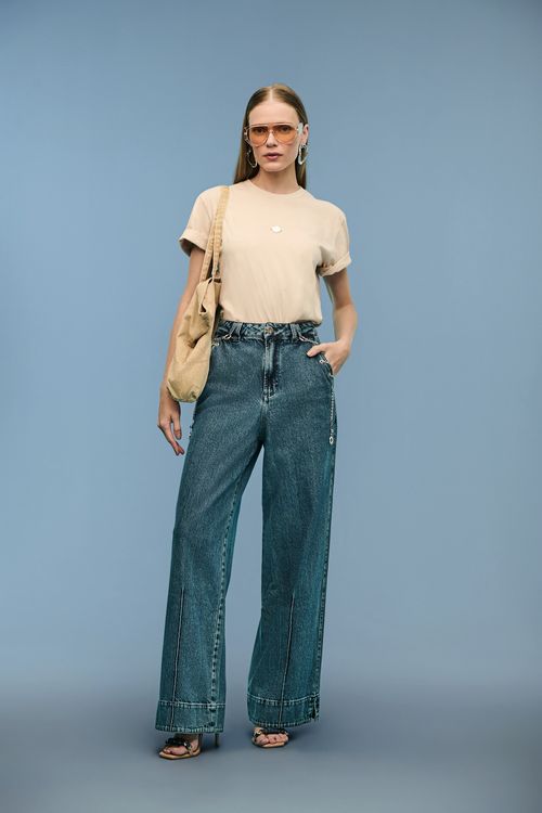 Calça Jeans Wide Leg Feminina Patogê CL39108