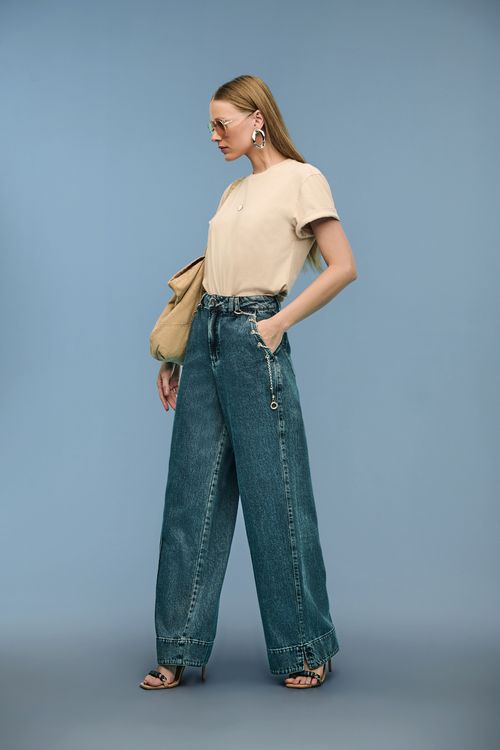Calça Jeans Wide Leg Feminina Patogê CL39108