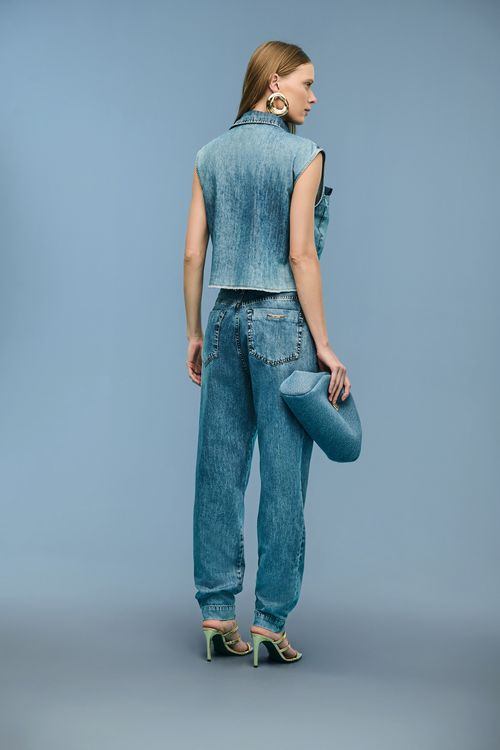 Calça Jeans Baggy Feminina Com Cinto Patogê CL39118