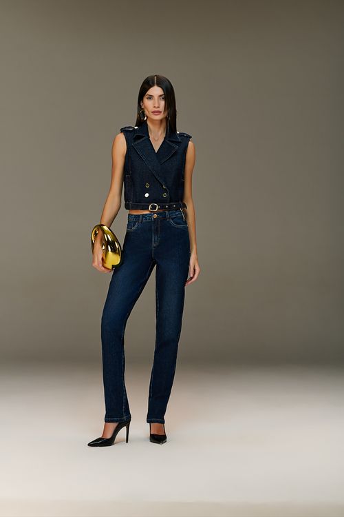 Calça Jeans Reta Feminina Patogê Cintura Alta (G3) CL90034