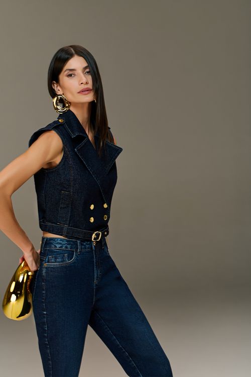 Calça Jeans Reta Feminina Patogê Cintura Alta (G3) CL90034