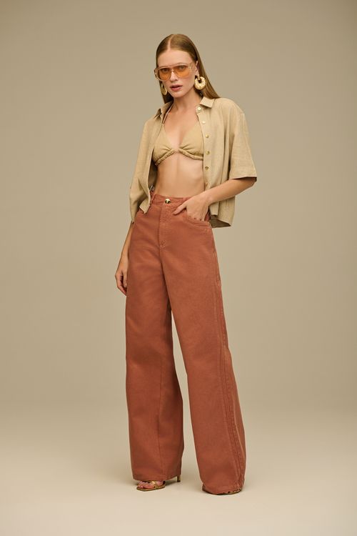 Calça Sarja Wide Leg Feminina Patogê CL39131