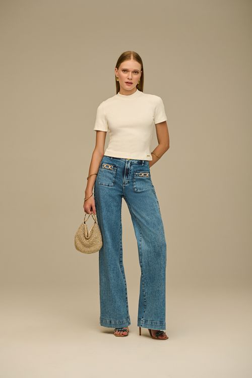 Calça Jeans Wide Leg Feminina Patogê CL39149