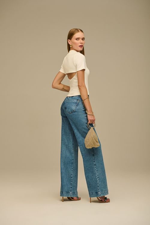 Calça Jeans Wide Leg Feminina Patogê CL39149