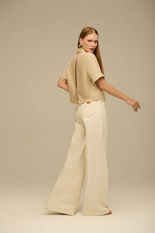 Calça Pantalona Feminina Com Cinto Patogê CL39170