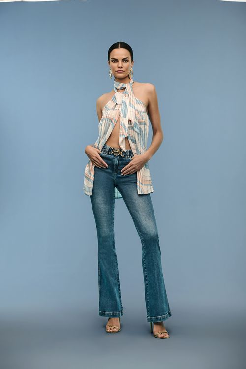 Calça Jeans Flare Feminina Patogê Cintura Alta (G4) CL39188