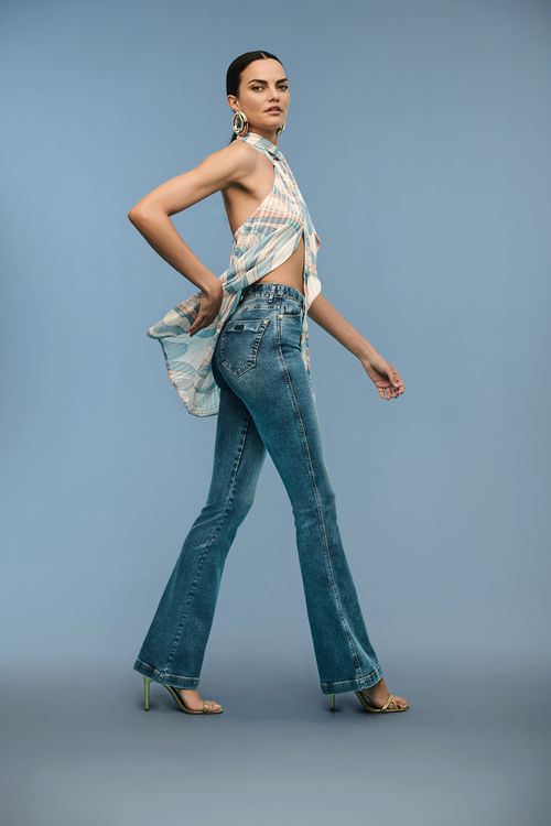 Calça Jeans Flare Feminina Patogê Cintura Alta (G4) CL39188
