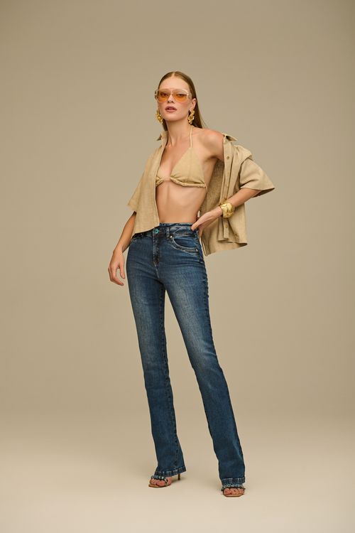 Calça Jeans Boot Cut Feminina Patogê Cintura Alta (G4) CL39189