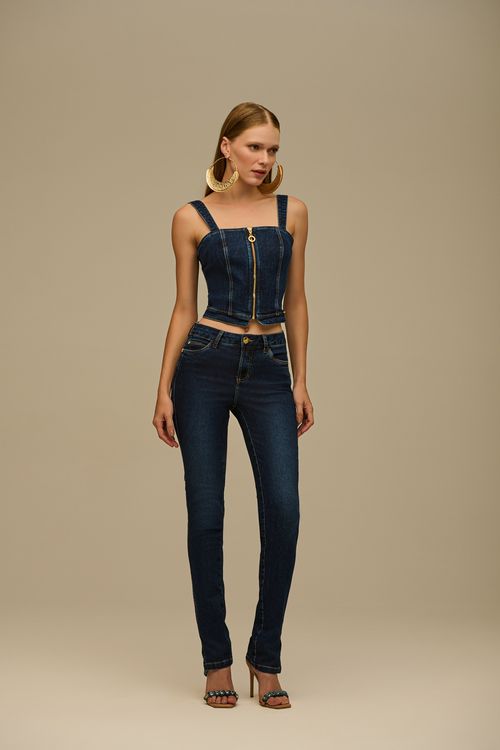 Calça Jeans Skinny Feminina Patogê Cintura Média (G3) CL39190
