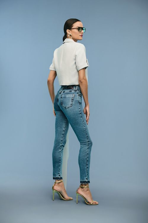 Calça Jeans Skinny Feminina Patogê Cintura Média (G3) CL39369