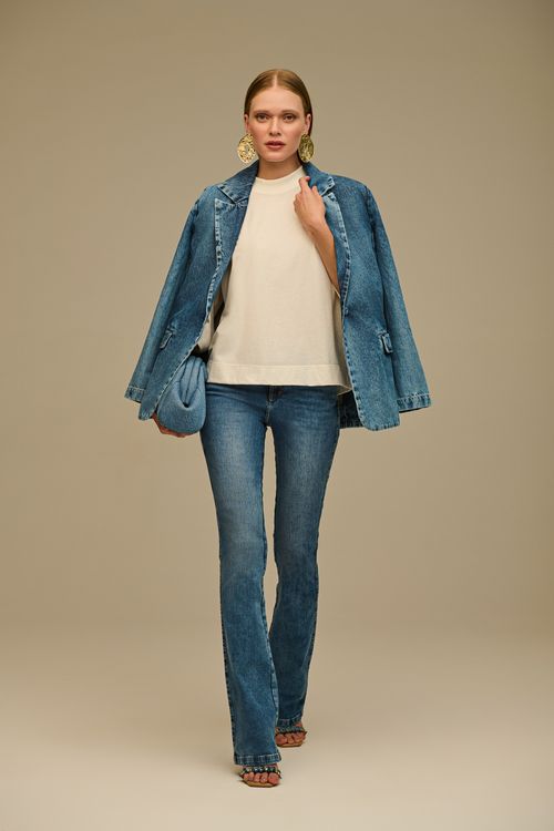 Calça Jeans Boot Cut Feminina Patogê Cintura Média (G3) CL39375