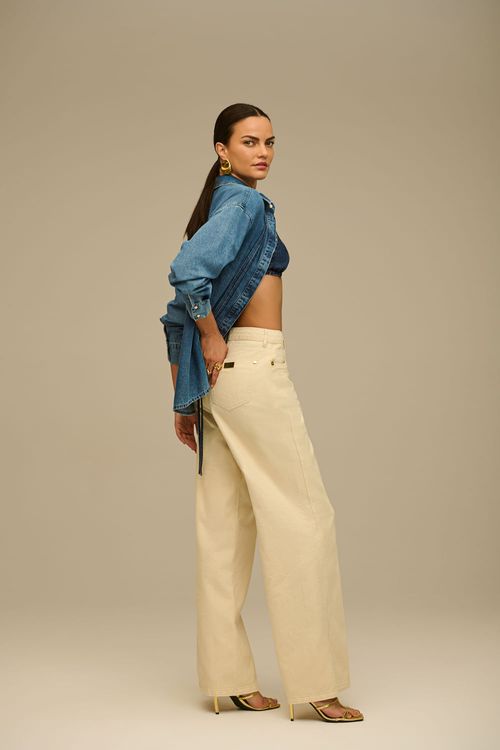 Calça Sarja Wide Leg Feminina Patogê CL39131