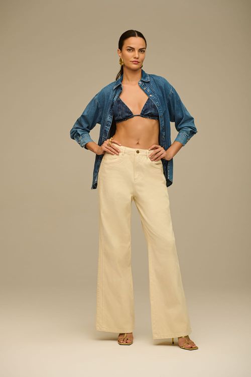 Calça Sarja Wide Leg Feminina Patogê CL39131