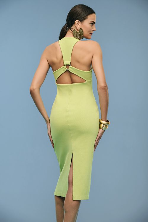 Vestido Midi Malha Canelada Feminino Patogê VE39359