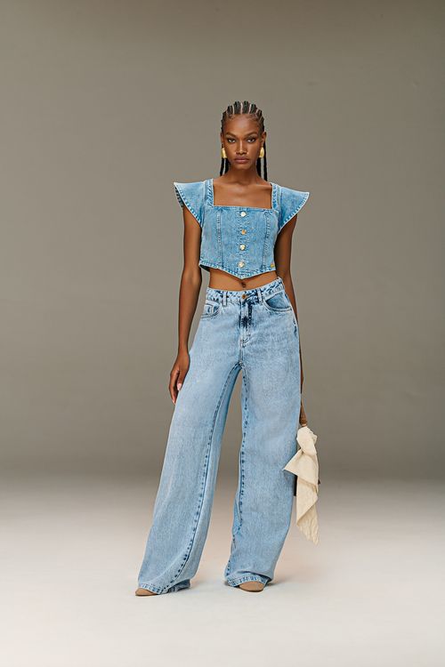 Calça Jeans Wide Leg Over Patogê CL90045